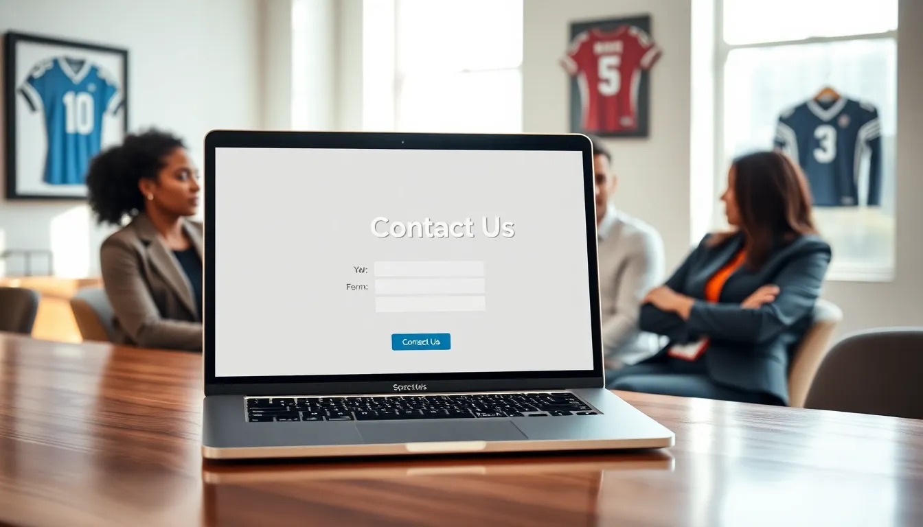 user-friendly contact us form on a laptop in a modern office.